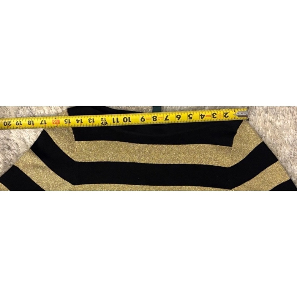 Lauren Ralph Lauren Womens Black Gold Metallic Striped Boat Neck Top Size Medium - Picture 6 of 7
